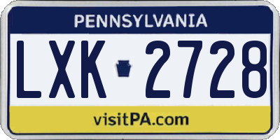 PA license plate LXK2728
