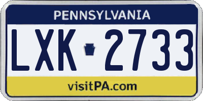 PA license plate LXK2733