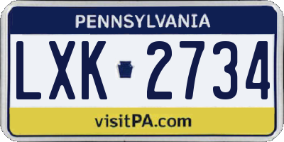 PA license plate LXK2734