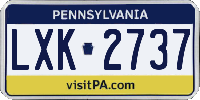PA license plate LXK2737