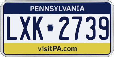 PA license plate LXK2739