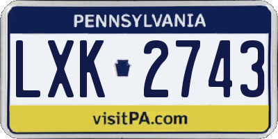 PA license plate LXK2743