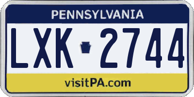 PA license plate LXK2744