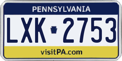 PA license plate LXK2753