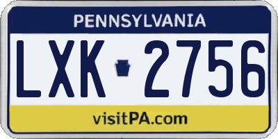 PA license plate LXK2756