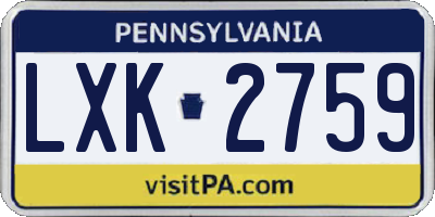 PA license plate LXK2759