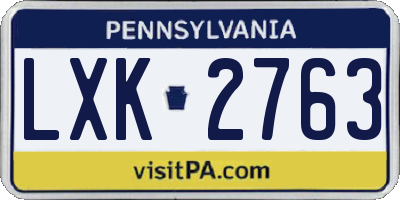 PA license plate LXK2763