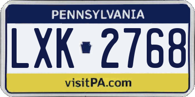 PA license plate LXK2768
