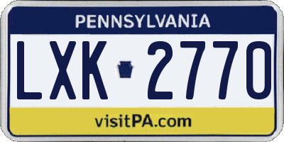 PA license plate LXK2770
