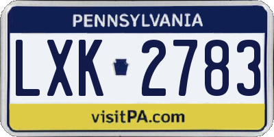 PA license plate LXK2783