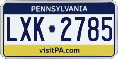 PA license plate LXK2785