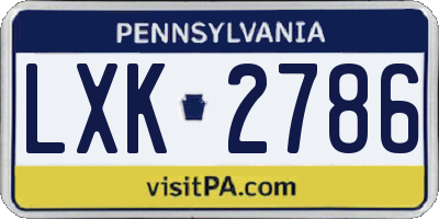PA license plate LXK2786
