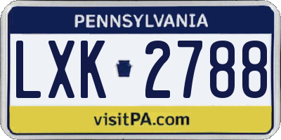 PA license plate LXK2788