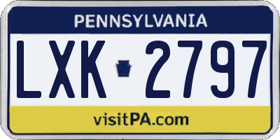 PA license plate LXK2797
