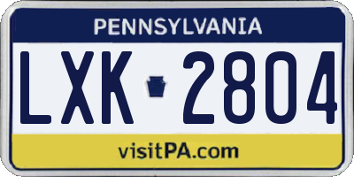 PA license plate LXK2804