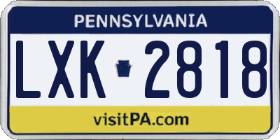 PA license plate LXK2818