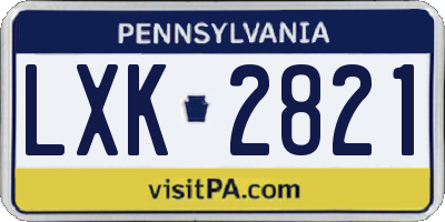 PA license plate LXK2821