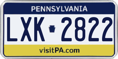 PA license plate LXK2822