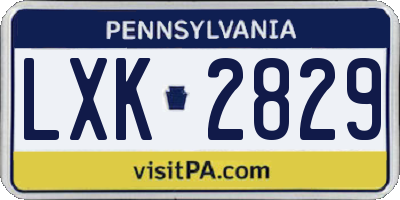 PA license plate LXK2829