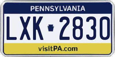 PA license plate LXK2830