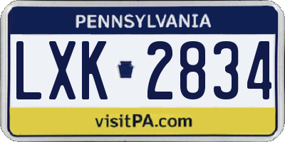 PA license plate LXK2834