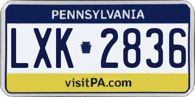 PA license plate LXK2836