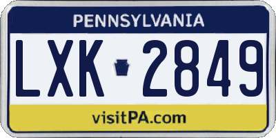 PA license plate LXK2849