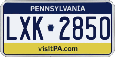 PA license plate LXK2850