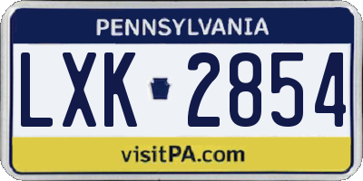PA license plate LXK2854