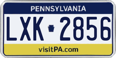 PA license plate LXK2856