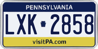 PA license plate LXK2858