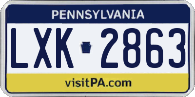 PA license plate LXK2863