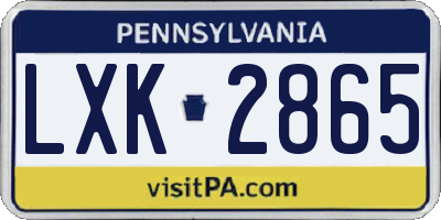 PA license plate LXK2865