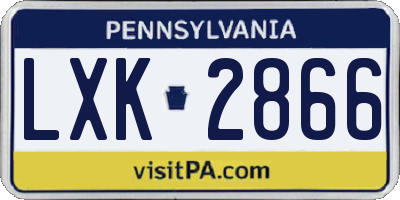 PA license plate LXK2866
