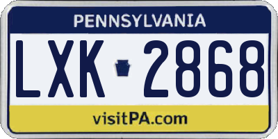 PA license plate LXK2868