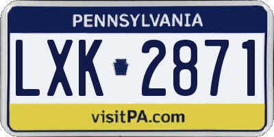PA license plate LXK2871