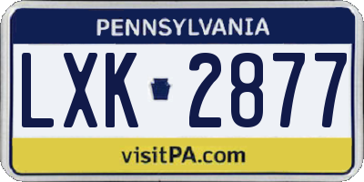 PA license plate LXK2877