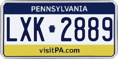 PA license plate LXK2889