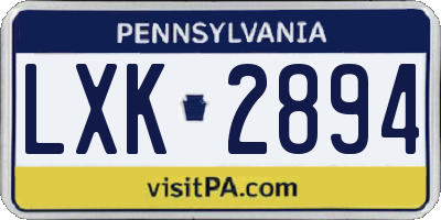 PA license plate LXK2894
