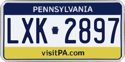 PA license plate LXK2897