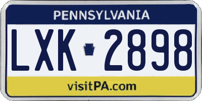 PA license plate LXK2898