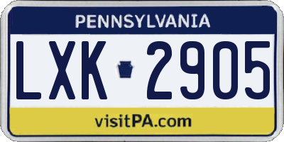 PA license plate LXK2905