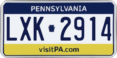 PA license plate LXK2914