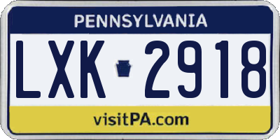 PA license plate LXK2918