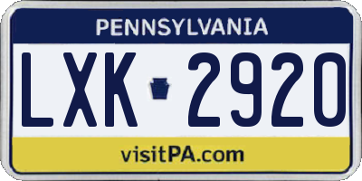 PA license plate LXK2920