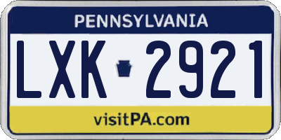 PA license plate LXK2921