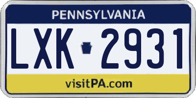 PA license plate LXK2931