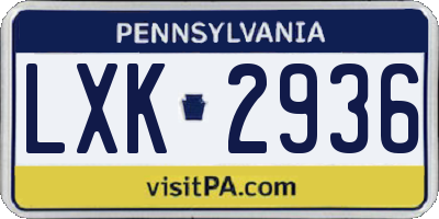 PA license plate LXK2936