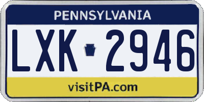 PA license plate LXK2946