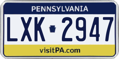 PA license plate LXK2947